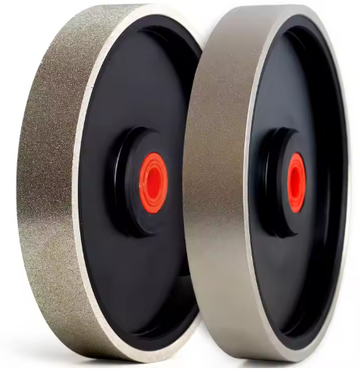Diamond Lapidary Jewelry Grinding Wheel with a diameter of 6 inches and a width of 1 inch, designed as a CBN wheel for the sharpening of high-speed steel woodturning tools.