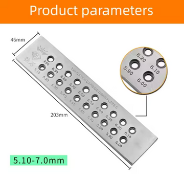 Jewelry Wire Drawplate with Round Holes, crafted from Tungsten Carbide Steel, serves as a portable tool for jewelry making and manufacturing.