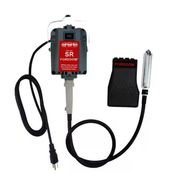 FOREDOM 0-180,000 RPM 230W Rotary Tool for Jewelry, featuring a hanging flex shaft grinder suitable for carving, buffing, drilling, and polishing tasks.