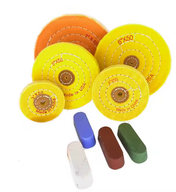 Cotton cloth grinding wheel, 6-inch cleaning wheel, designed for buffing gold jewelry, metal, and wood surfaces, serves as an effective abrasive tool.