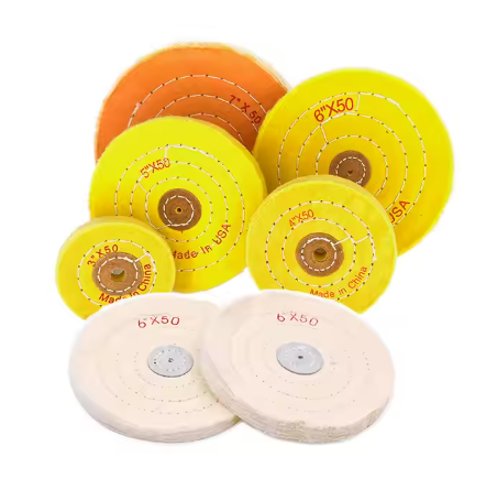 Cotton cloth grinding wheel, 6-inch cleaning wheel, designed for buffing gold jewelry, metal, and wood surfaces, serves as an effective abrasive tool.