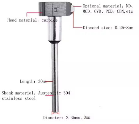Diamond tools for jewelry making, specifically concave flywheel tools designed for micro motors.
