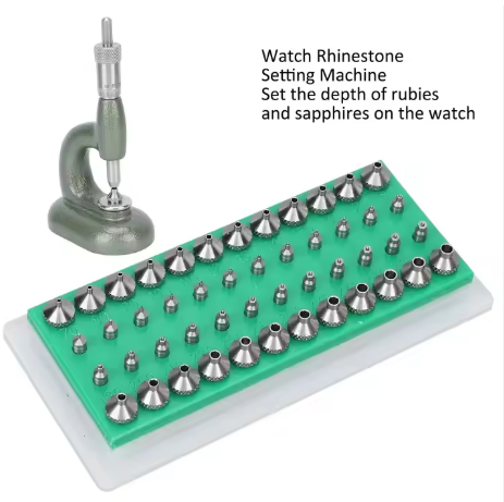 Stainless Steel Watch Rhinestone Application Machine, Professional Gemstone Depth Adjustment Tool for Watch Repair and Diamond Placement.